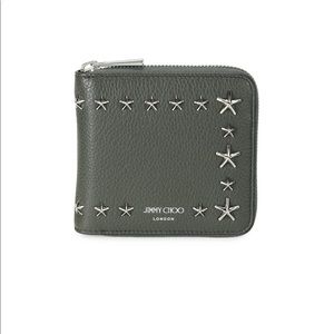 JIMMY CHOO
Lawrence Studded Leather Zip-Around Wallet